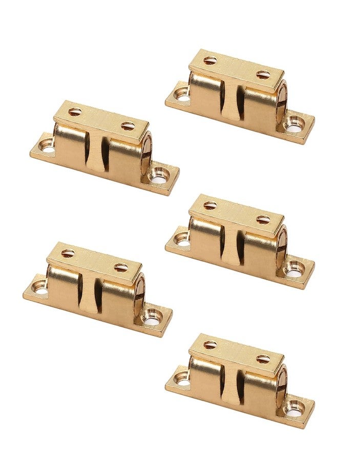 Yinpecly 5pcs Brass Cabinet Door Closet Double Ball Tension Latch Catch Hardware Fitting for Cabinet Closet Furniture Door, 1.38 inch Length Copper Tone - Image 1